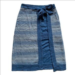 Free People Double the Fun Quilted Denim Wrap Skirt in Farewell Party Wash Boho